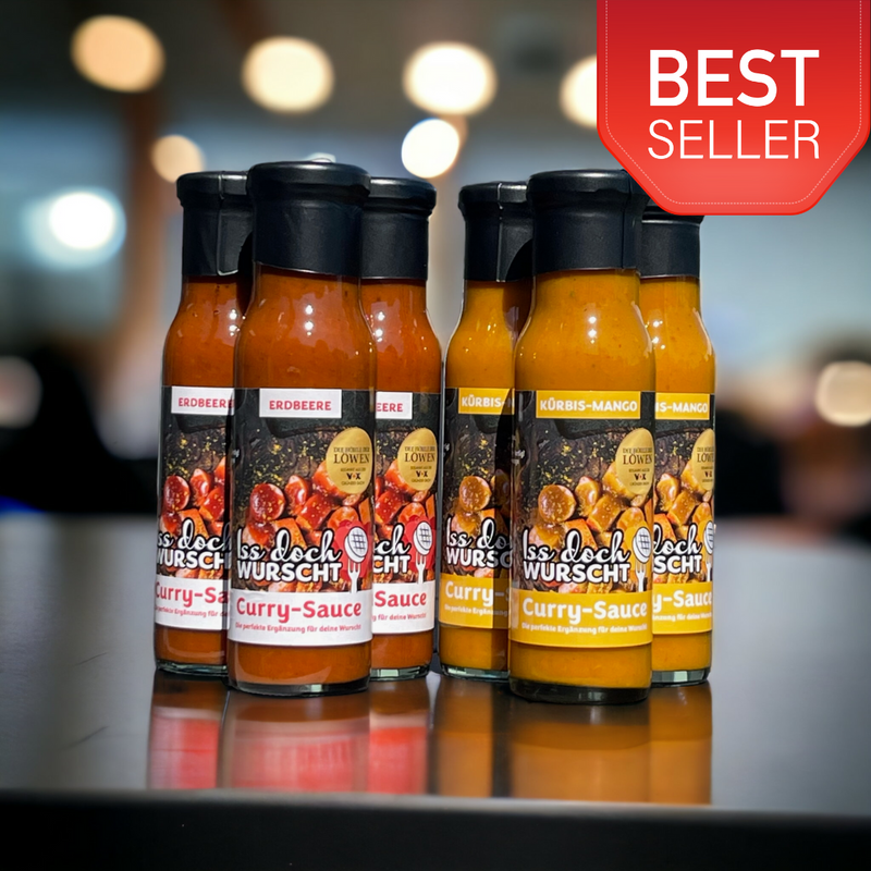 Curry-Sauce - 6er- Probier-Set 3 x Erdbeere 3 x Kürbis-Mango