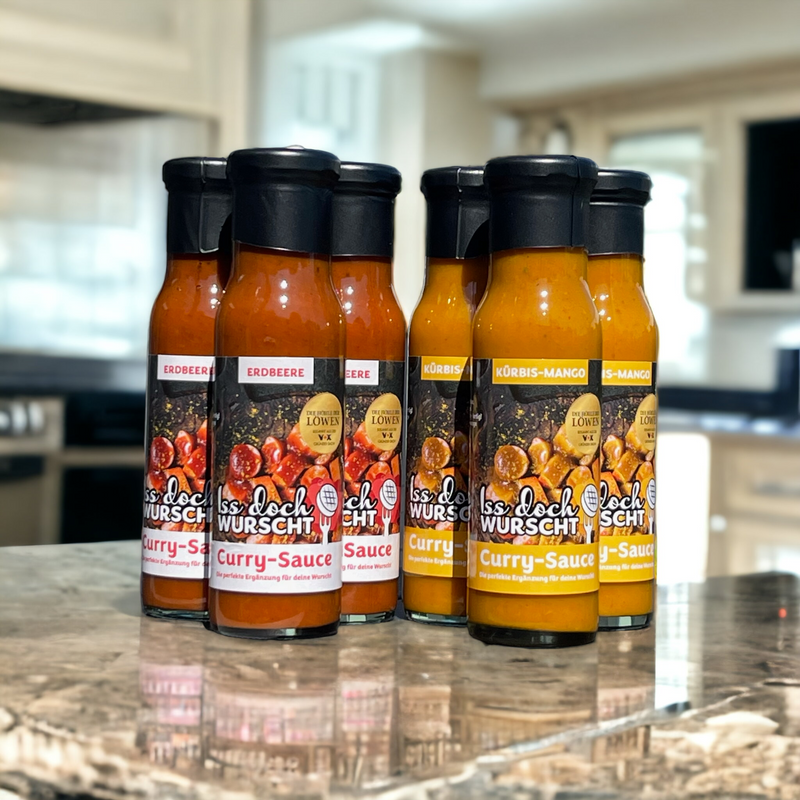 Curry-Sauce - 6er- Probier-Set 3 x Erdbeere 3 x Kürbis-Mango