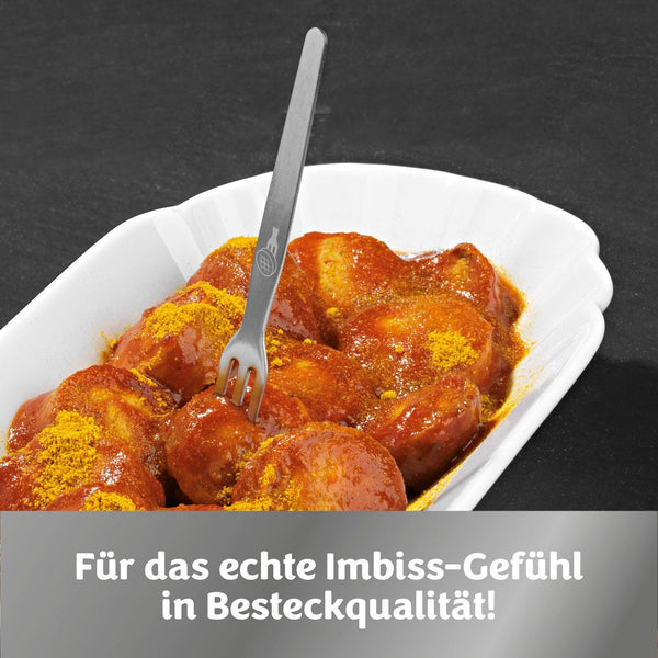 Currywurst-Pieker Edelstahl - 4er-Set - Iss doch Wurscht